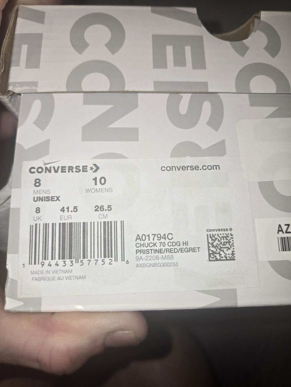 NWT Converse x Comme des Garcons PLAY Chuck 70 Hi: Men’s 8 / Women’s 10 - Picture 10 of 10